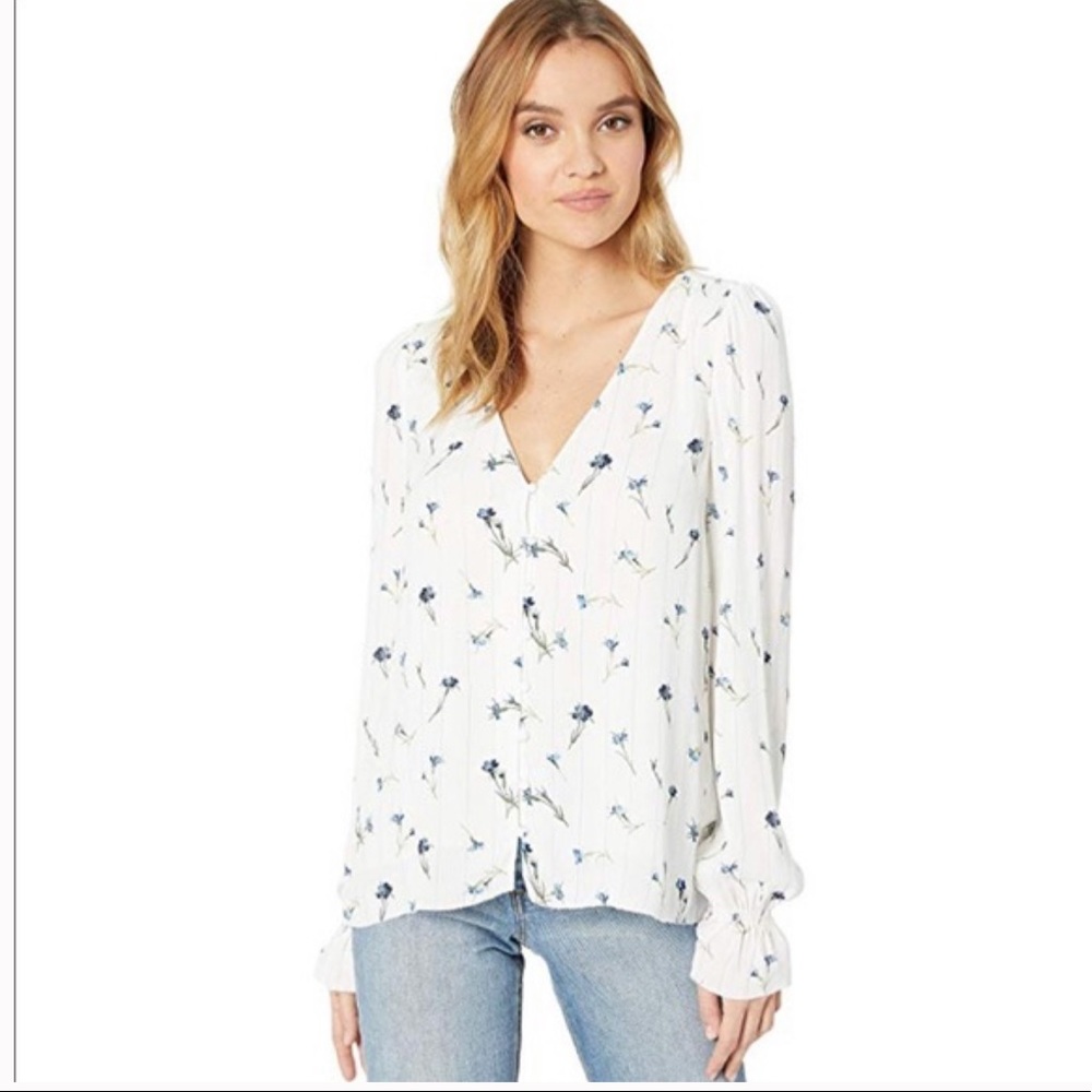 Bolona C Floral-print Button-front In Porcelain
